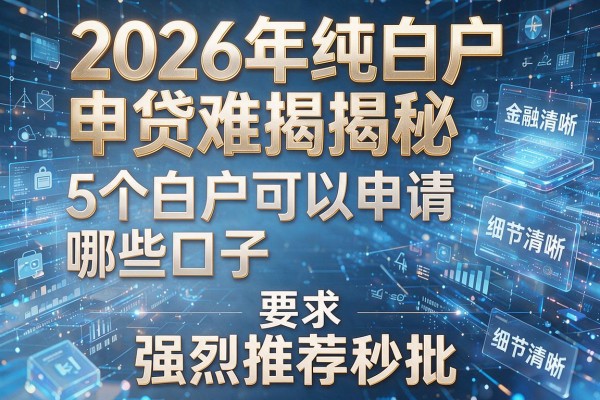 2026年纯白户申贷难揭秘5个白户可以申请哪些口子强烈推荐秒批！