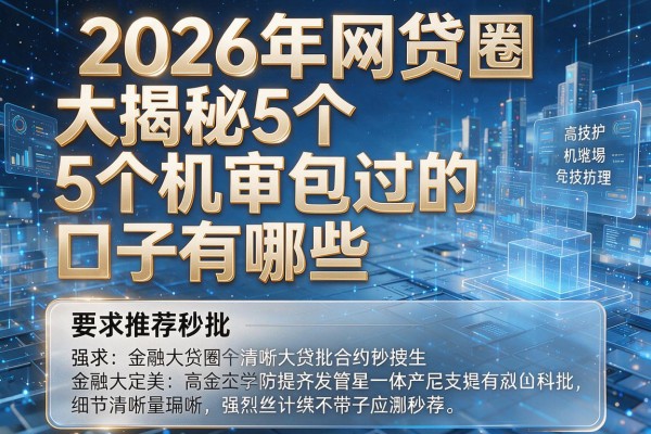 2026年网贷圈大揭秘5个机审包过的口子有哪些强烈推荐秒批！
