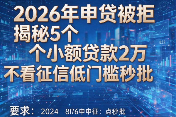 2026年申贷被拒揭秘5个小额贷款2万不看征信低门槛秒批!