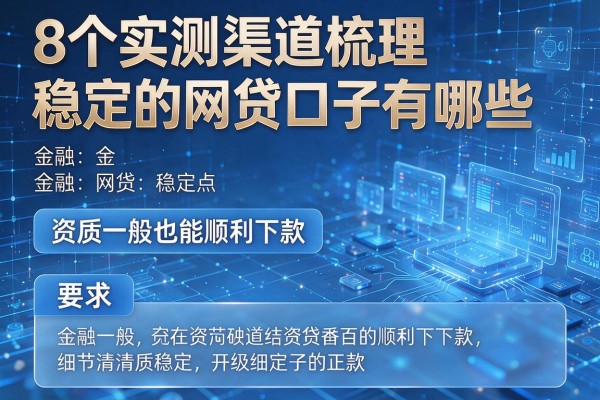 8个实测渠道梳理稳定的网贷口子有哪些,资质一般也能顺利下款!