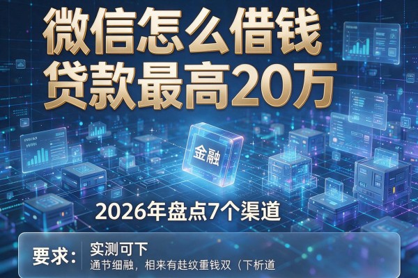 微信怎么借钱贷款最高20万 2026年盘点7个渠道 实测可下!