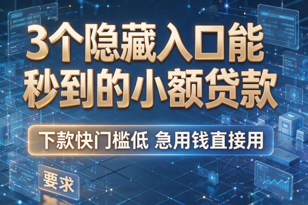 3个隐藏入口能秒到的小额贷款，下款快门槛低急用钱直接用！