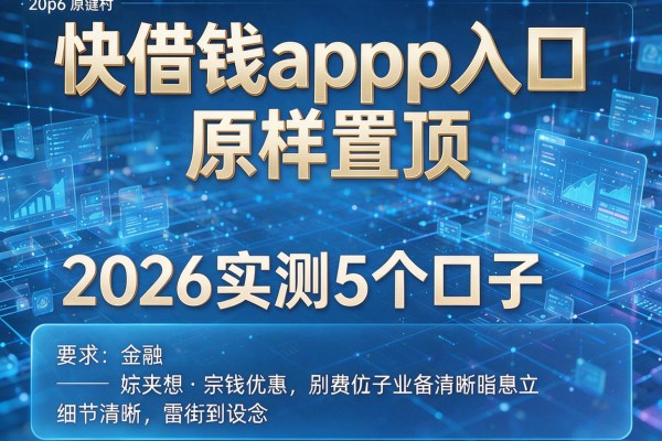快借钱app入口原样置顶 2026实测5个口子