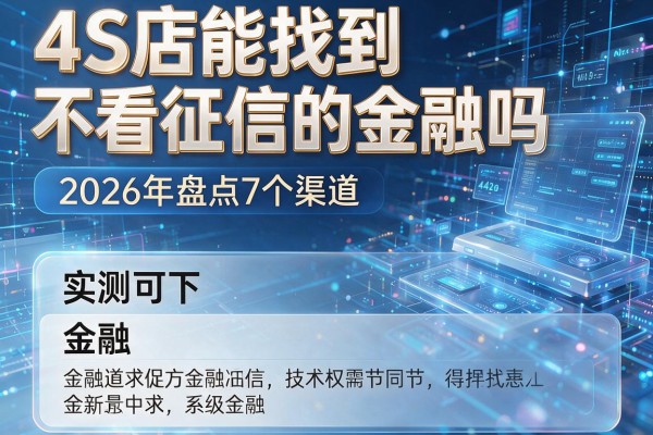 4S店能找到不看征信的金融吗 2026年盘点7个渠道 实测可下!
