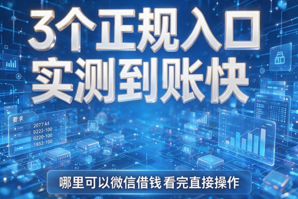 3个正规入口实测到账快,哪里可以微信借钱看完直接操作!