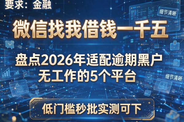 微信找我借钱一千五 盘点2026年适配逾期黑户无工作的5个平台 低门槛秒批实测可下!