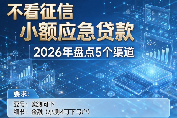 不看征信小额应急贷款 2026年盘点5个渠道 实测可下!
