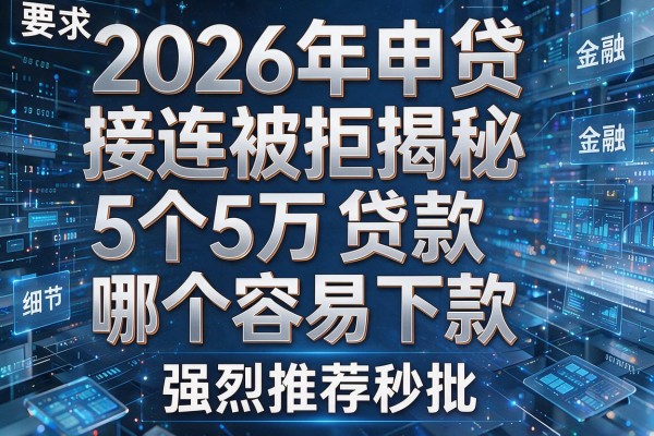 2026年申贷接连被拒揭秘5个5万贷款哪个容易下款强烈推荐秒批!