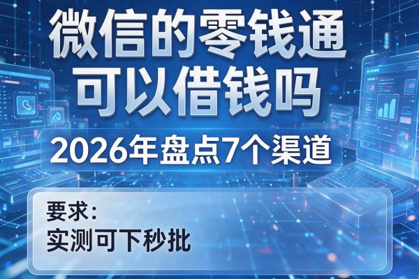 微信的零钱通可以借钱吗 2026年盘点7个渠道 实测可下秒批!