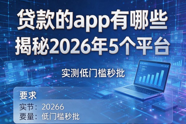 贷款的app有哪些 揭秘2026年5个平台 实测低门槛秒批!