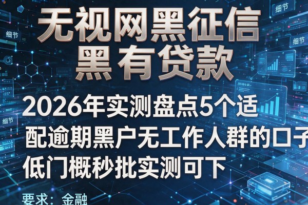无视网黑征信黑有贷款 2026年实测盘点5个适配逾期黑户无工作人群的口子低门槛秒批实测可下!