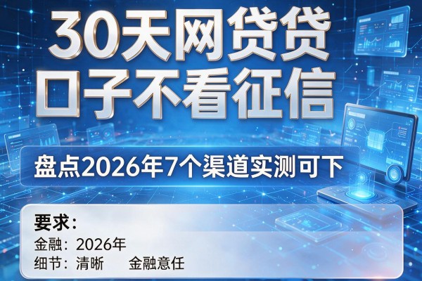 30天网贷口子不看征信 盘点2026年7个渠道实测可下!