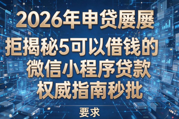 2026年申贷屡屡被拒揭秘5可以借钱的微信小程序贷款权威指南秒批！