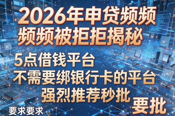 2026年申贷频频被拒揭秘5点借钱平台不需要绑定银行卡的平台强烈推荐秒批！