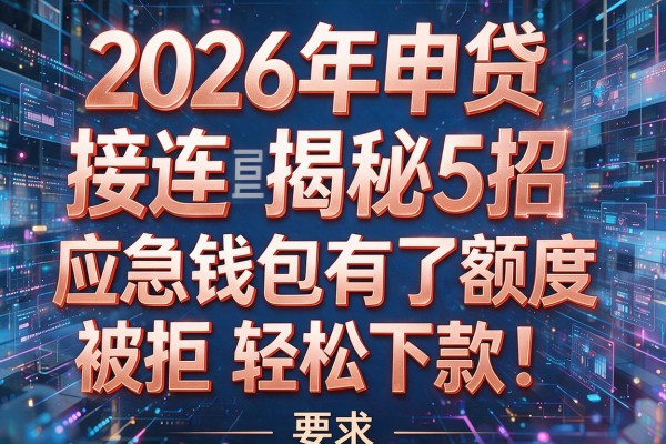 2026年申贷接连被拒揭秘5招应急钱包有了额度被拒轻松下款！