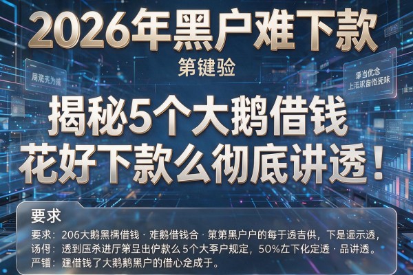 2026年黑户难下款揭秘5个大鹅借钱花好下款么彻底讲透!