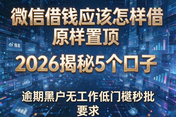 微信借钱应该怎样借原样置顶 2026揭秘5个口子 逾期黑户无工作低门槛秒批!