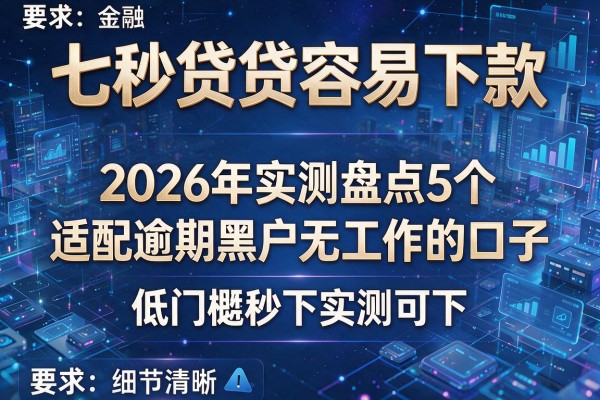 七秒贷贷容易下款 2026年实测盘点5个适配逾期黑户无工作的口子 低门槛秒下实测可下!