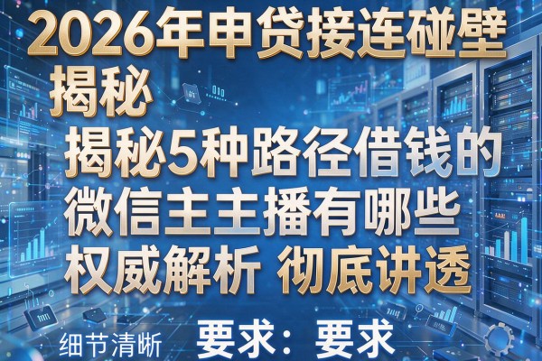 2026年申贷接连碰壁揭秘5种路径借钱的微信主播有哪些权威解析彻底讲透！