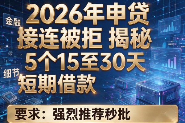 2026年申贷接连被拒揭秘5个15至30天短期借款强烈推荐秒批！