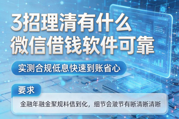 3招理清有什么微信借钱软件可靠,实测合规低息快速到账省心!