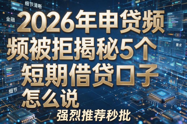 2026年申贷频频被拒揭秘5个短期借贷口子怎么说强烈推荐秒批!