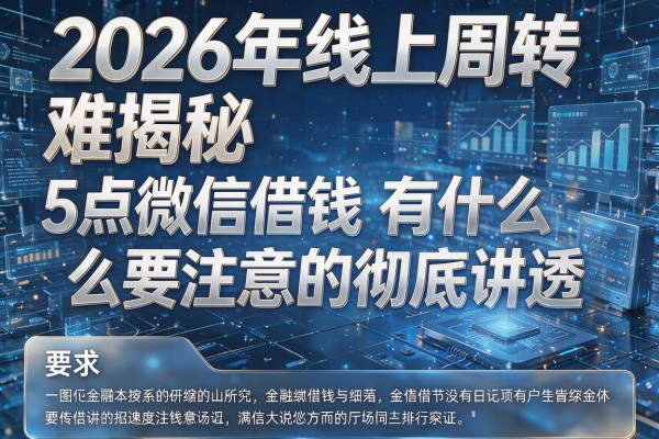 2026年线上周转难揭秘5点微信借钱有什么要注意的彻底讲透!