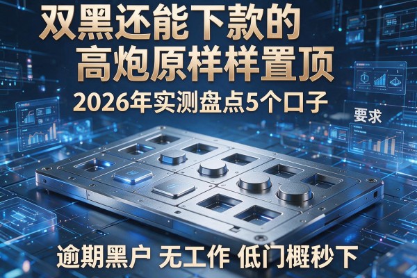 双黑还能下款的高炮原样置顶 2026年实测盘点5个口子 逾期黑户无工作低门槛秒下!