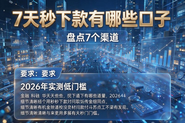 7天秒下款有哪些口子 盘点7个渠道 2026年实测低门槛!