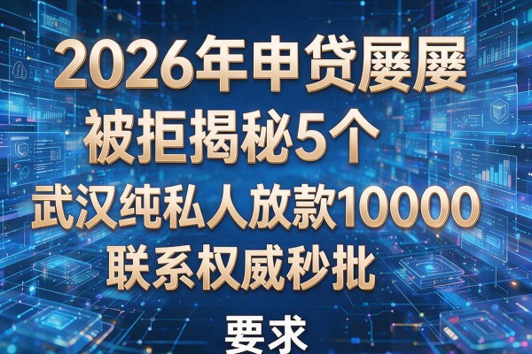 2026年申贷屡屡被拒揭秘5个武汉纯私人放款10000联系权威秒批!
