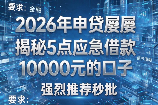 2026年申贷屡屡被拒揭秘5点应急借款1000元的口子强烈推荐秒批!