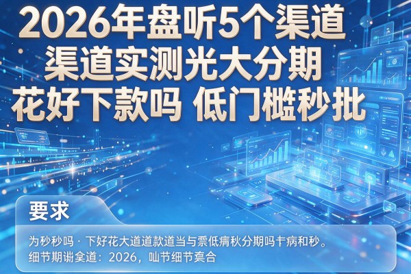 2026年盘点5个渠道实测光大分期花好下款吗低门槛秒批!