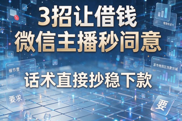 3招让借钱微信主播秒同意,话术直接抄稳下款!