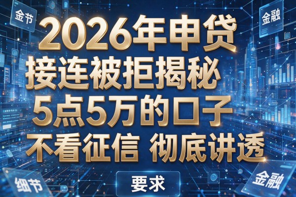 2026年申贷接连被拒揭秘5点5万的口子不看征信彻底讲透！
