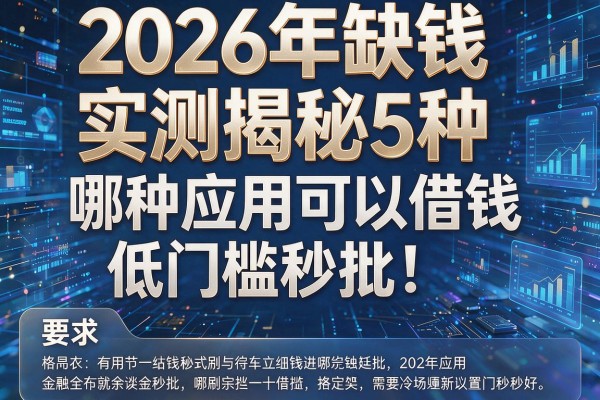 2026年缺钱实测揭秘5种哪种应用可以借钱低门槛秒批!