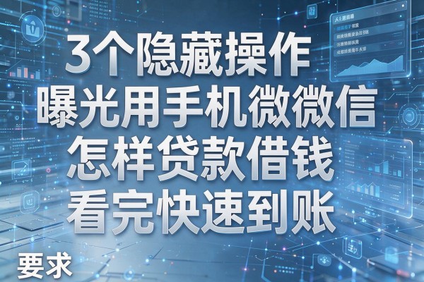 3个隐藏操作曝光用手机微信怎样贷款借钱看完快速到账!