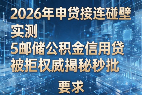 2026年申贷接连碰壁实测5邮储公积金信用贷被拒权威揭秘秒批!