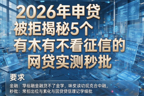 2026年申贷被拒揭秘5个有木有不看征信的网贷实测秒批!
