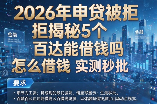 2026年申贷被拒揭秘5个百达能借钱吗怎么借钱实测秒批!