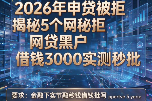 2026年申贷被拒揭秘5个网贷黑户借钱3000实测秒批！