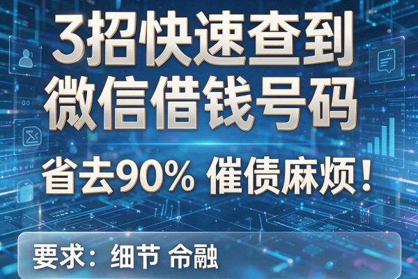 3招快速查到微信借钱号码,省去90%催债麻烦!