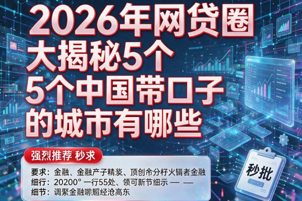 2026年网贷圈大揭秘5个中国带口子的城市有哪些强烈推荐秒批！