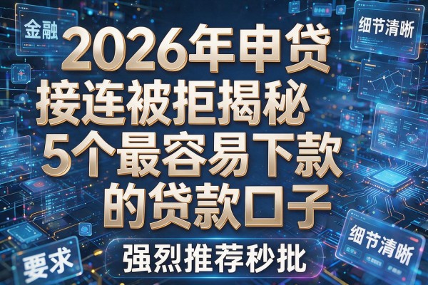 2026年申贷接连被拒揭秘5个最容易下款的贷款口子强烈推荐秒批!