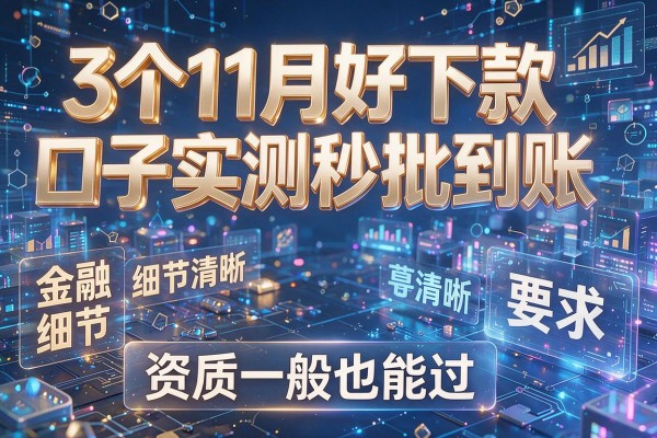 3个11月好下款口子实测秒批到账,资质一般也能过!