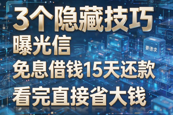 3个隐藏技巧曝光微信免息借钱15天还款看完直接省大钱！