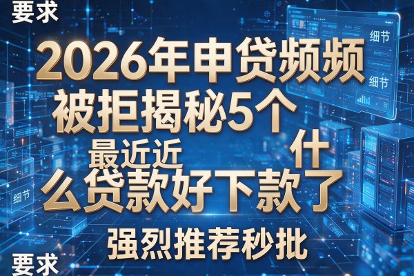 2026年申贷频频被拒揭秘5个最近什么贷款好下款了强烈推荐秒批!