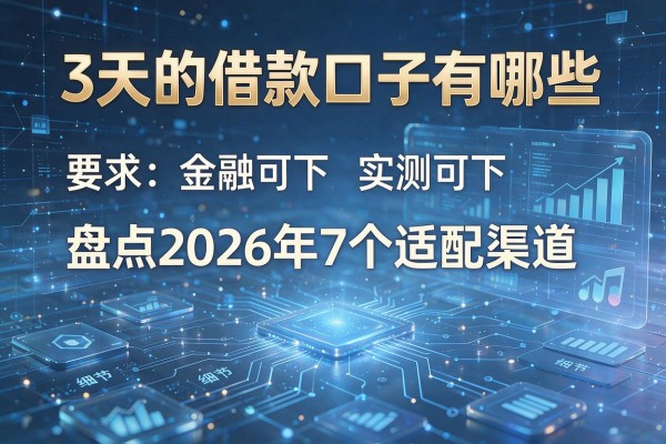 3天的借款口子有哪些 盘点2026年7个适配渠道 实测可下！