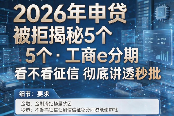 2026年申贷被拒揭秘5个工商e分期看不看征信彻底讲透秒批!
