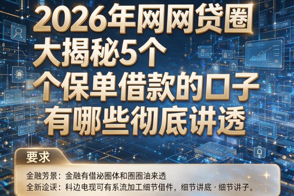 2026年网贷圈大揭秘5个保单借款的口子有哪些彻底讲透！