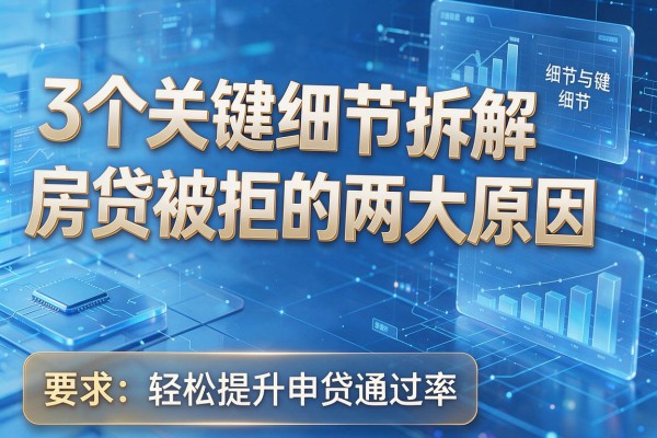 3个关键细节拆解房贷被拒的两大原因,轻松提升申贷通过率!